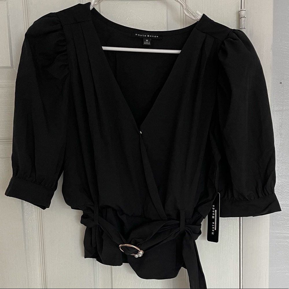 Haute Monde black blouse size M - with waist belt